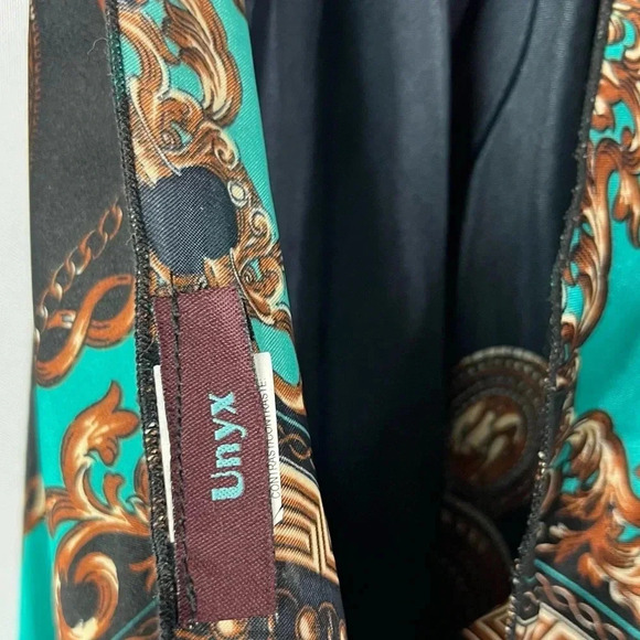 Unyx Y2K Tie Back Blue & Black Printed Satin Bandana Tank Top S - Picture 5 of 5